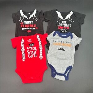 Baby‎ Valentine's Day Bodysuit Bundle 4 Pack Newborn Mr Steal Your Girl